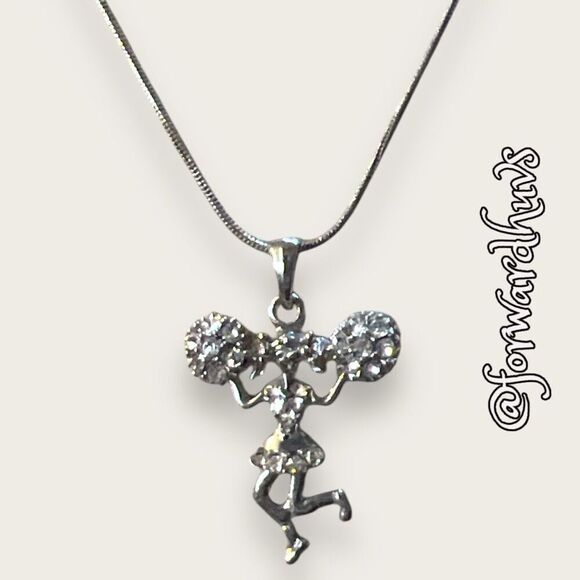Bundle Sale 3 for $15 | Rhinestone Silver Tone Cheerleader Necklace - Picture 4 of 8
